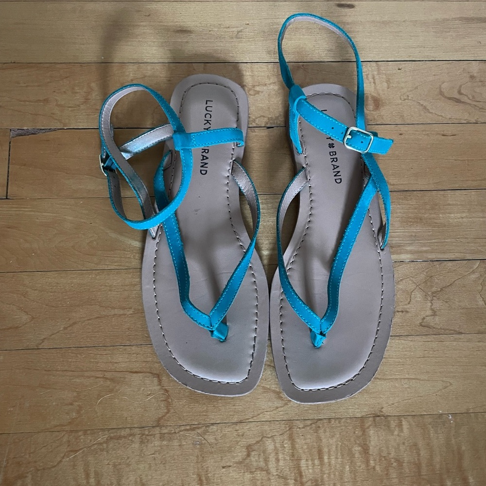 Lucky Brand Teal Strappy Flat Sandals